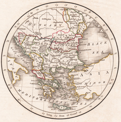 Turkey in Europe antique map 1802